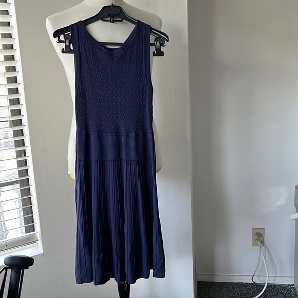 BCBGMAXAZRIA NAVY EMILIA PONTELLE & OTTOMAN DRESS LZL61B67/B469A SIZE L - Picture 5 of 7